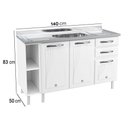 Ver imagem 4 de Balcão de Cozinha para Pia 140 Cm Star New 3 Portas 2 Gavetas Branco - Telasul