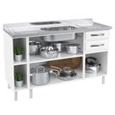 Ver imagem 3 de Balcão de Cozinha para Pia 140 Cm Star New 3 Portas 2 Gavetas Branco - Telasul