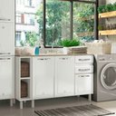 Ver imagem 2 de Balcão de Cozinha para Pia 140 Cm Star New 3 Portas 2 Gavetas Branco - Telasul