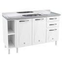 Ver imagem 1 de Balcão de Cozinha para Pia 140 Cm Star New 3 Portas 2 Gavetas Branco - Telasul
