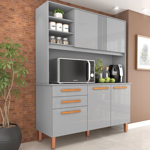 Armário de Cozinha 5 Portas 2 Gavetas 120cm Adelle Yescasa