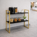 Ver imagem 2 de Aparador Industrial Buffet Mesa Prateleira Cantinho do Cafe 80x90 Luxo Sala Bufet Dourado e Preto