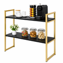 Ver imagem 1 de Aparador Industrial Buffet Mesa Prateleira Cantinho do Cafe 80x90 Luxo Sala Bufet Dourado e Preto