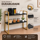 Ver imagem 3 de Aparador Industrial Buffet Mesa Prateleira Cantinho do Cafe 80x90 Luxo Sala Bufet Dourado e Preto