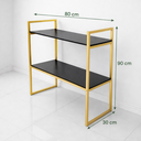 Ver imagem 5 de Aparador Industrial Buffet Mesa Prateleira Cantinho do Cafe 80x90 Luxo Sala Bufet Dourado e Preto