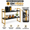 Ver imagem 6 de Aparador Industrial Buffet Mesa Prateleira Cantinho do Cafe 80x90 Luxo Sala Bufet Dourado e Preto
