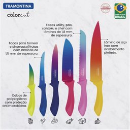Jogo de Facas 6 Peças Colorcut Aço Inox - Tramontina - 5