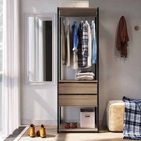Guarda Roupa Closet Crpro-CLO001 2 Gavetas 1 Prateleira MDP 60cm Preto Multimóveis