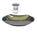 Ver imagem 1 de Cuba de Vidro Abaulada 51cm Ouro Envelhecido + Valvula Click