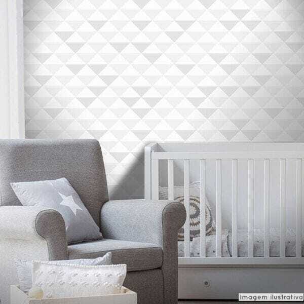 Papel de Parede Triângulo Clear Cinza - 58x300cm - 1