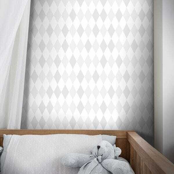 Papel de Parede Losango Clear Cinza Mix - 58x300cm - 1