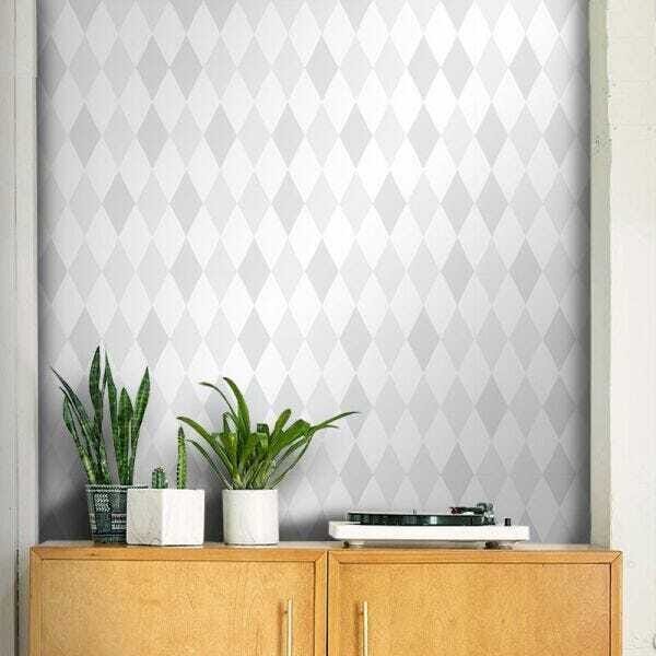 Papel de Parede Losango Clear Cinza Mix - 58x300cm - 2