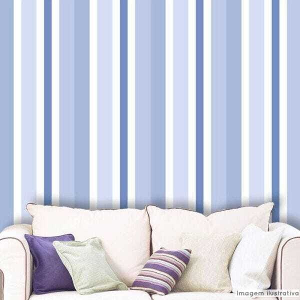 Papel de Parede Listras Médias Soft Azul - 58x300cm - 1