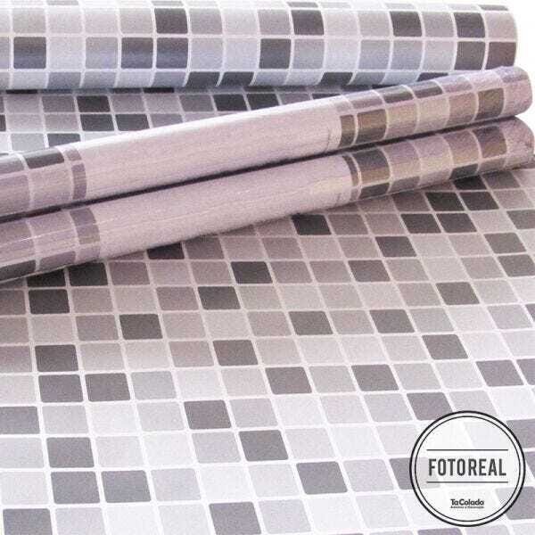 Papel de Parede Pastilha para Cozinha Clássica Mix Cinza - 58x300cm - 2