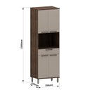 Ver imagem 3 de Paneleiro 70cm 4 Portas 1 Gaveta com Espaço Microondas Luna Nogueira Dourado-cinammon