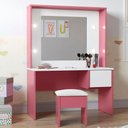 Ver imagem 1 de Penteadeira Infantil Aquarel com LED MDF-MDP Branco e Rosa Oft Móveis