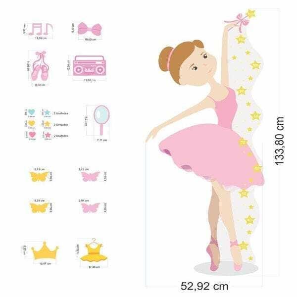Régua de Crescimento Infantil Bailarina - 1 Kit Infantil com Régua - 2