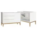 Ver imagem 1 de Jogo de Quarto Cômoda com Porta e Berço Americano Classic MDF Branco Fosco Reller Móveis