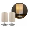 Kit 2 Abajur de Mesa Quadrado para Iluminação Ambientes com Interruptor Cúpula Bege - 1