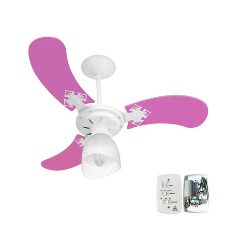 Ventilador Teto Super Baby Colors 3 Pás Mdf Branco/rosa 110v Venti-delta