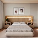 Ver imagem 1 de Cabeceira Casal Queen com 2 Mesas de Cabeceira LED 3000k e Tomadas 100% MDF Mabel
