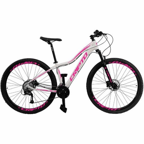 Bicicleta Aro 29 Cripto 24 Marchas Freio Disco C-suspensão - Branco-rosa - 15" Branco-rosa