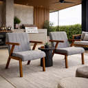 Ver imagem 1 de Conjunto 2 Poltronas Serena Linho Premium para Sala de Estar Recepção Sala de Espera Madeira:cinza