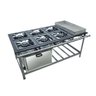 Fogão Industrial 6 Bocas 40x40 com Banho Maria e Forno Luxo Metalmaq - 1