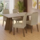 Ver imagem 1 de Conjunto Sala de Jantar Tampo de Madeira 4 Cadeiras Rustic/crema/imperial Tulum Madesa