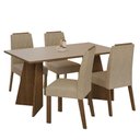 Ver imagem 2 de Conjunto Sala de Jantar Tampo de Madeira 4 Cadeiras Rustic/crema/imperial Tulum Madesa