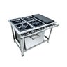 Fogão Industrial 4 bocas 40x40 com Forno e Chapa Luxo Aço Inox 304 Metalmaq - 1