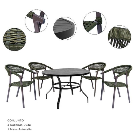 Conjunto para Área - 04 Cadeiras Duda e 01 Mesa Antonella 01,00m