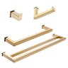 Kit de Acessórios para Banheiro com 4 Peças em Aço Inox Dourado Linha Larissa com Toalheiro Duplo St - 1
