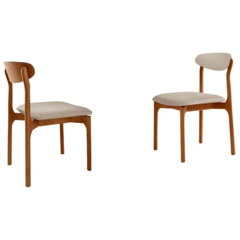 Conjunto com 2 Cadeiras Noronha Moderna Mobília Linho Premium Imbuia