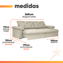 Ver imagem 4 de Sofá Retrátil e Reclinável Bipartido Molas Ensacadas 2,60m 4 Lugares Amsterdã Linho Bege Luizzi