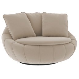 Poltrona Giratória 127cm Golden Veludo Bege - Sallar Home - 1