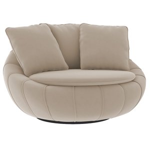 Poltrona Giratória 127cm Golden Veludo Bege - Sallar Home