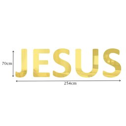 Palavra em Acrílico Espelhado "jesus" - Modelo 2 com 70cm Altura Dourado - 2