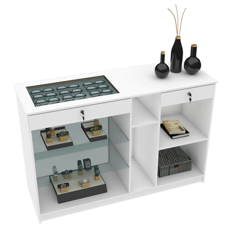 BALCÃO VITRINE EXPOSITOR 2 GAVETAS M518.B (LOJA, COMÉRCIO) MUNDI MOVEIS