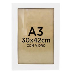 Moldura Quadro A3 30 x 42 cm Diploma Certificado Foto com Vidro Empório do Adesivo Moldura Branca 02 - 1