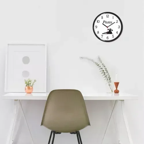 Relogio Parede Pilates Yoga Branco Decoracao Academia Studio Fitness Exercicio Fisico Presente - 2