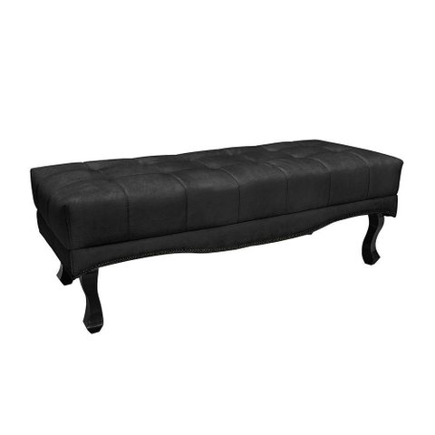 Calçadeira Recamier Casal Alba 140cm Suede Preto com Estrutura em Madeira Loja Sheep