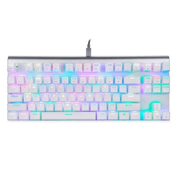 TECLADO MECANICO MOTOSPEED CK101 BRANCO COMPACTO SWITCH AZUL RGB ...