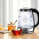 Ver imagem 2 de Chaleira Elétrica Jarra de Vidro Cristal Led Azul 1,8 Litros