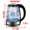 Ver imagem 3 de Chaleira Elétrica Jarra de Vidro Cristal Led Azul 1,8 Litros