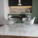 Ver imagem 1 de Mesa Jantar Redonda 110cm Preta Clips 3 Pés com 4 Poltronas Brancas Eames Eiffel Ferro Branco