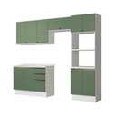 Ver imagem 2 de Armário de Cozinha Completa Torre Quente 100% Mdf 270cm Branco/verde Celeste Kappesberg