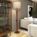 Ver imagem 2 de Luminária de Chão Master 160cm Madeira Maciça Cobre Bivolt E27 Cúpula - Palha/Corino