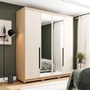 Ver imagem 1 de Roupeiro Barcelona 4 Portas com Espelho 180,5cm Carvalho/Off White 250826
