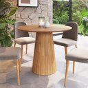 Ver imagem 2 de Mesa de Jantar Redonda 100cm Scandi 4 Lugares Lamina Natural de Madeira Mel